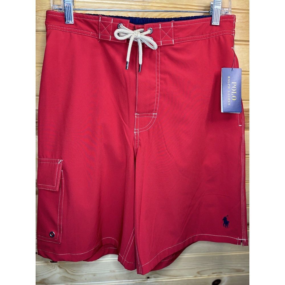 Polo Ralph Lauren Men's, 8.5" Kailua Classic‎ Fit Swim Trunks, Red, Small, NWT